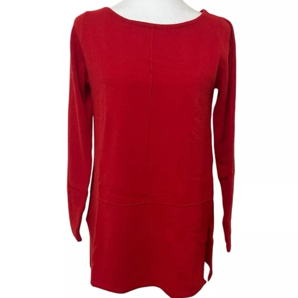Bianco & blu large red cashmere blend valentine long sleeve tunic sweater